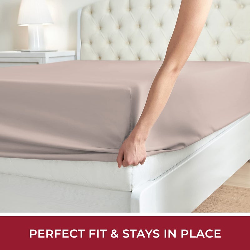 Mellanni Twin XL Fitted Sheet - Iconic Collection Bedding Sheets with up to 16 inch Deep Pocket - Soft & Cooling - Fade & Stain Resistant - 1 PC (Twin XL  Tan) - Image 5